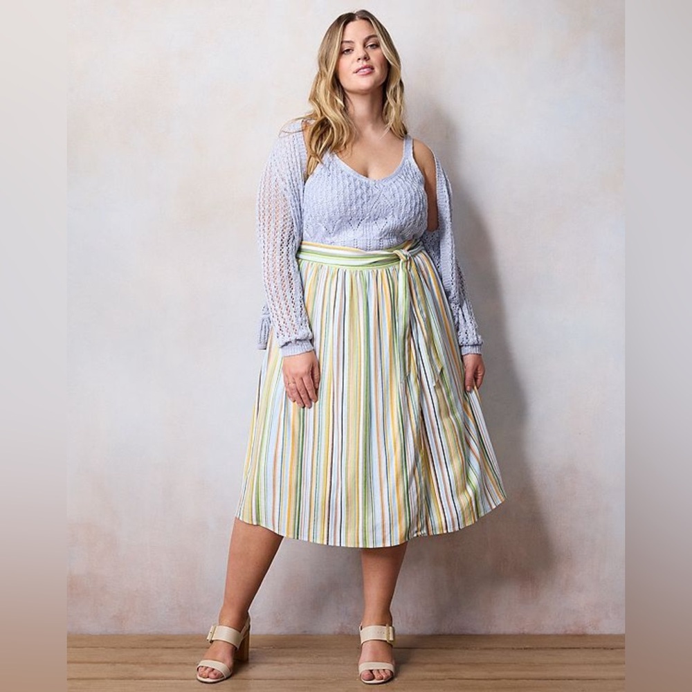 Lauren Conrad Striped Multi-Color Midi Skirt